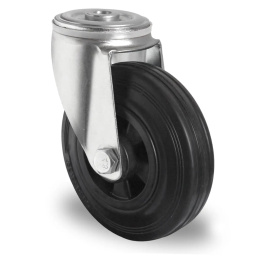 Vollgummi Lenkrolle mit Rückenloch 80 mm auf...