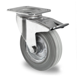 Vollgummi Lenkrolle mit Feststeller 125 mm auf...