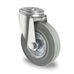 Vollgummi Lenkrolle mit Rückenloch 100 mm auf...