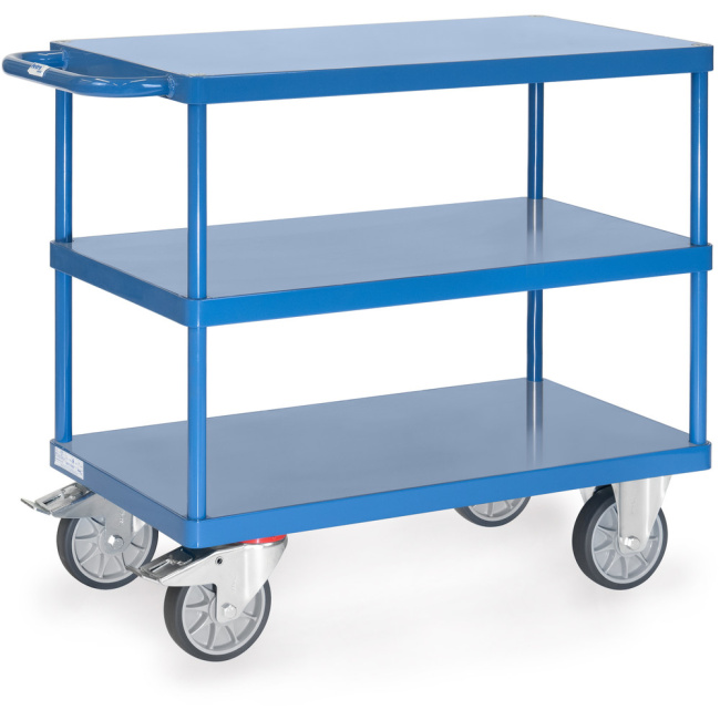 Fetra Tischwagen 3 Böden, 500 - 600 kg, bis 1200 mm Länge, Plattform/Wannen