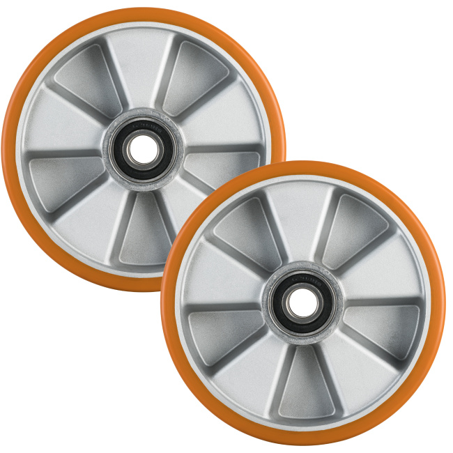 2 Stück Hubwagenräder Polyurethan 200 x 50/50 mm, Achse 20 mm inkl. Kugellager