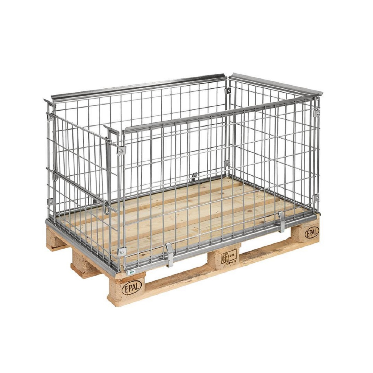 Produktbild von BRB Palettenaufsatz Für Europaletten – Faltbar, Stahlgitter Verzinkt, 1220x820x900 Mm, 800 Kg Tragkraft