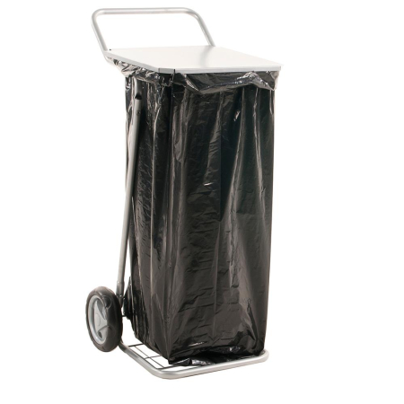 Müllsackwagen mit Deckel für 125 Ltr. Müllsäcke, Traglast: 50 kg - lichtgrau