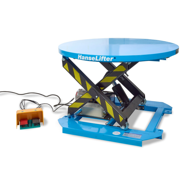 HanseLifter runder Hubtisch RSHT 1000 kg, 710 mm Hubhöhe, ⌀ 1110 mm Plattform, 230V