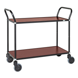 Servierwagen mit 2 Böden - 1100 x 430 x 940 mm - 250 kg Tragkraft - Holzdekor