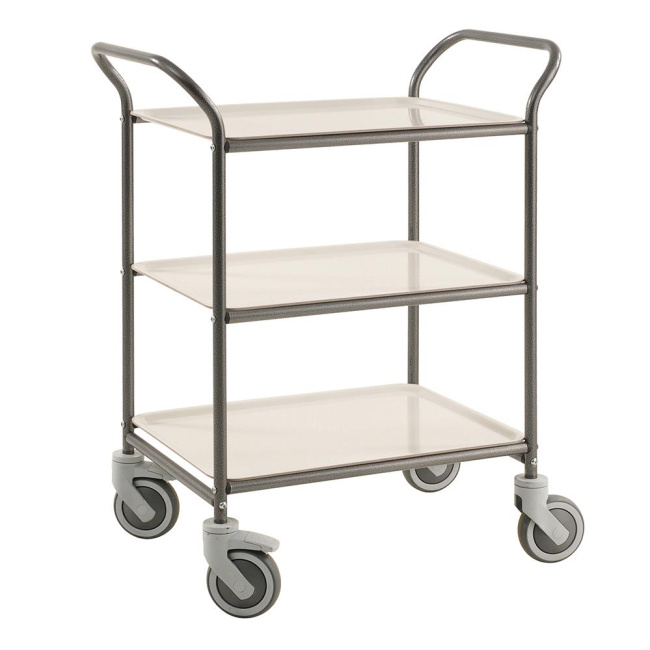 Servierwagen Tablettwagen 3 Böden - 770 x 495 x 960 mm - 150 kg - anthrazit/weiß