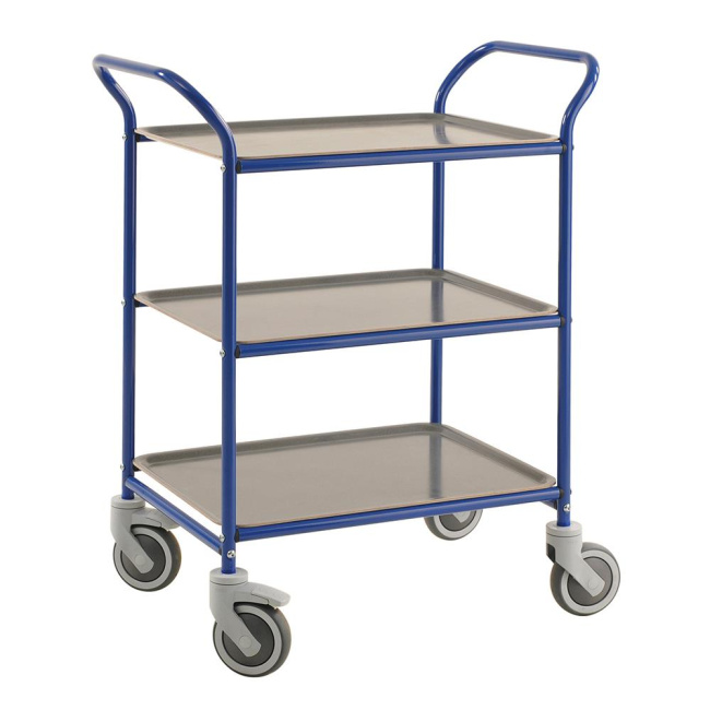Servierwagen Tablettwagen 3 Böden - 770 x 495 x 960 mm - 150 kg - blau/anthrazit