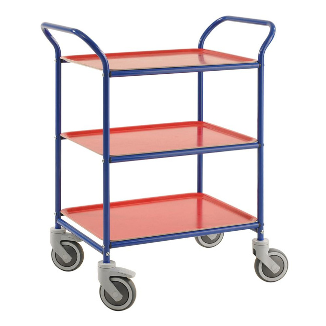 Servierwagen Tablettwagen 770 x 495 mm - 150 kg - blau/rot