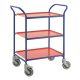 Servierwagen Tablettwagen 3 Böden - 770 x 495 x 960 mm - 150 kg - blau/rot