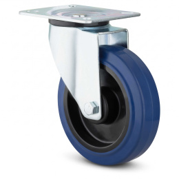 Blue Wheel Gummi Lenkrolle Bockrolle Bremsrolle Einbaurad mit Rollenlager