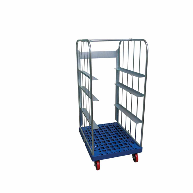 Rollbehälter Euronormkisten 3-seitig - 682 x 815 x 1320 mm - 3 Auflageschienen