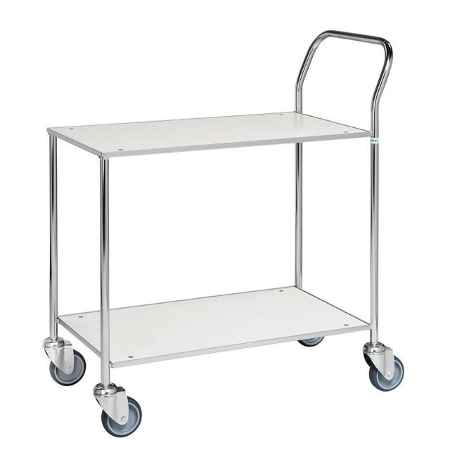 Tischwagen mit 2 Böden 840 x 430 mm, elektrolytisch verzinkt - weiß