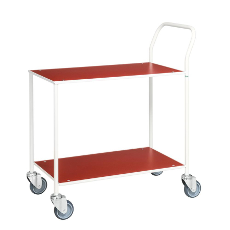 Tischwagen mit 2 Böden 840 x 430 mm - rot/weiß