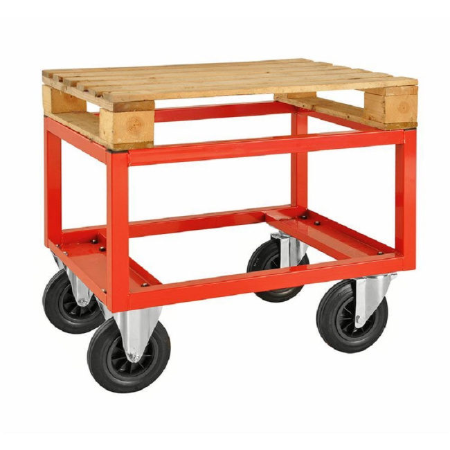 Paletten-Fahrgestell, hoch, 800 x 600 x 650 mm, 800 kg - rot