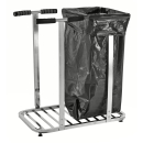 Müllsackständer, fahrbar, mit Rollen, für 2 x 125 Ltr. Müllsäcke, Traglast: 75 kg - verzinkt