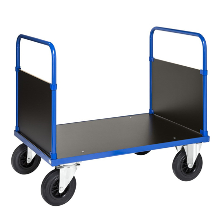 Plattformwagen mit 2 Stirnwänden 1.200 x 800 x 900 mm, Traglast: 500 kg - blau
