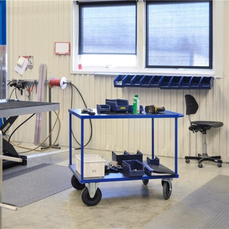 Tischwagen mit 2 Böden 1.100 x 700 x 870 mm, Traglast: 500 kg - blau
