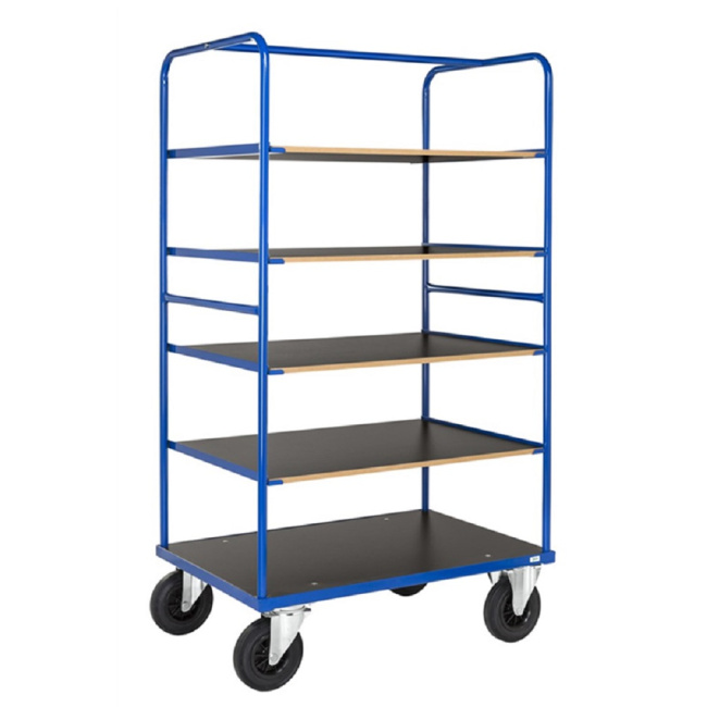 Etagenwagen mit 5 Böden 1.200 x 800 x 1.820 mm, Traglast:500 kg - blau