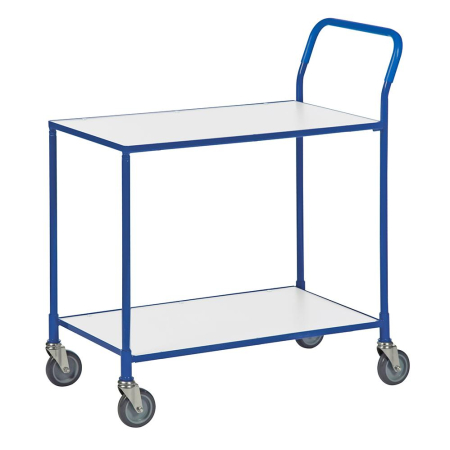 Tischwagen mit 2 Böden 850 x 435 mm - weiß/blau