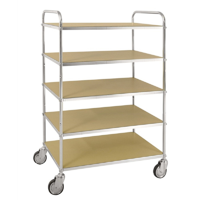 ESD-Etagenwagen 250 kg, mit 5 Böden, 980 x 585 x 1.445 mm, verzinkt