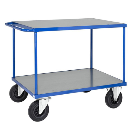 Tischwagen mit 2 Blechböden 1.300 x 800 x 900 mm, Traglast: 500 kg - blau