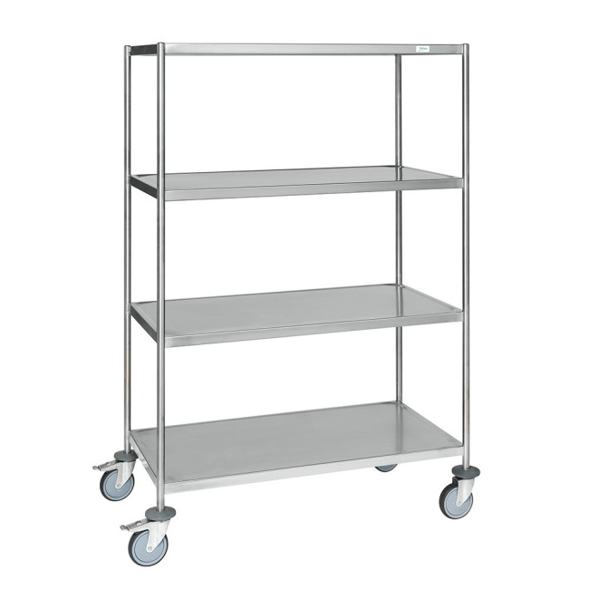 Edelstahl-Etagenwagen mit 4 Böden 1.075 x 575 x 1.650 mm, 200 kg, C3