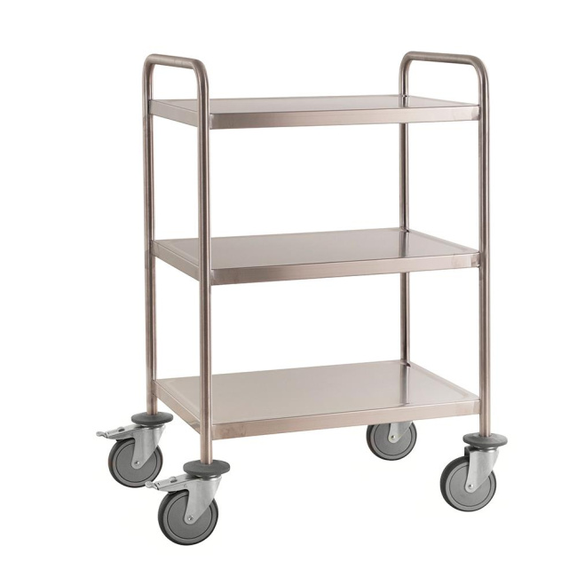 Edelstahl-Servierwagen mit 3 Böden 1.075 x 575 x 1.010 mm, 200 kg, C3