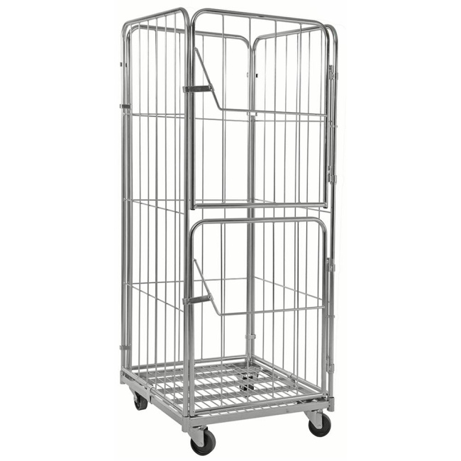 Gitterrollwagen mit 2-tlg Tür, 720 x 800 x 1.800 mm, 400 kg, verzinkt