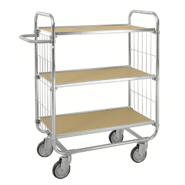 ESD-Etagenwagen mit 3 Böden, 1.195 x 470 x 1.120 mm, 250 kg, verzinkt