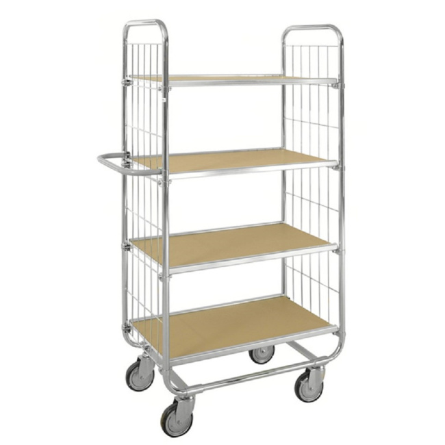 ESD-Etagenwagen mit 4 Böden, 1.395 x 470 x 1.590 mm, 250 kg, verzinkt