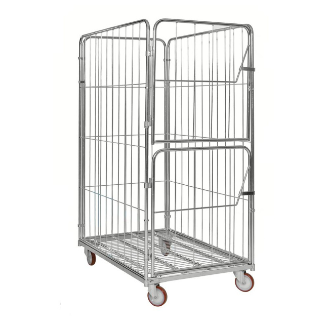 Gitterrollwagen mit 2-tlg Tür, 1.200 x 800 x 1.800 mm, 600 kg verzinkt