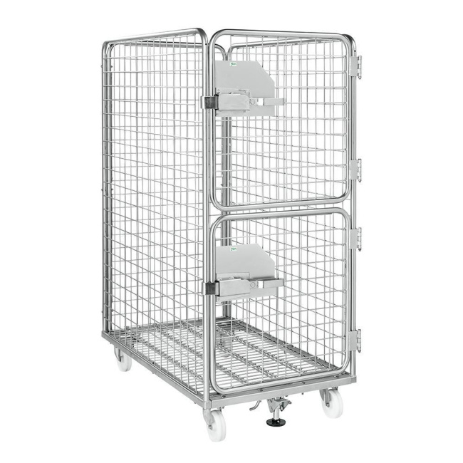 Gitterrollwagen mit 2-tlg Tür, 1.200 x 750 x 1.695 mm, 800 kg verzinkt