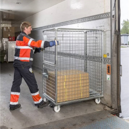 Gitterrollwagen mit 2-tlg Tür, 1.200 x 750 x 1.695 mm, 800 kg verzinkt