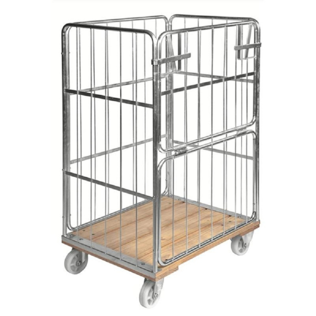 Gitterrollwagen 4 Seiten, 845x630x1.390 mm, 500 kg, Holzbasis verzinkt