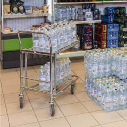 Einkaufswagen, Boden klappbar, 860 x 530 x 1.010 mm, 300 kg - verzinkt