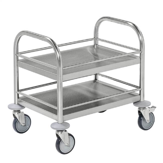 Mini-Edelstahl-Servierwagen mit 2 Böden, 530 x 375 x 550 mm, 80 kg, C2