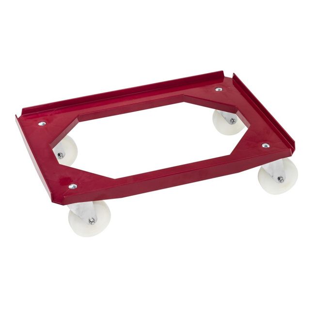 Kistenroller für 600 x 400 mm Behälter, 615x415x170 mm, 200 kg Weinrot