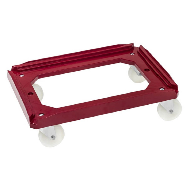 Kistenroller für Behälter bis 600 x 400 mm, 250 kg, Weinrot