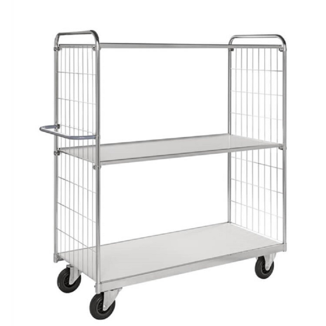 Kommissionierwagen 300 kg, mit 3 Böden, 1390 x 650 x 1695 mm, verzinkt
