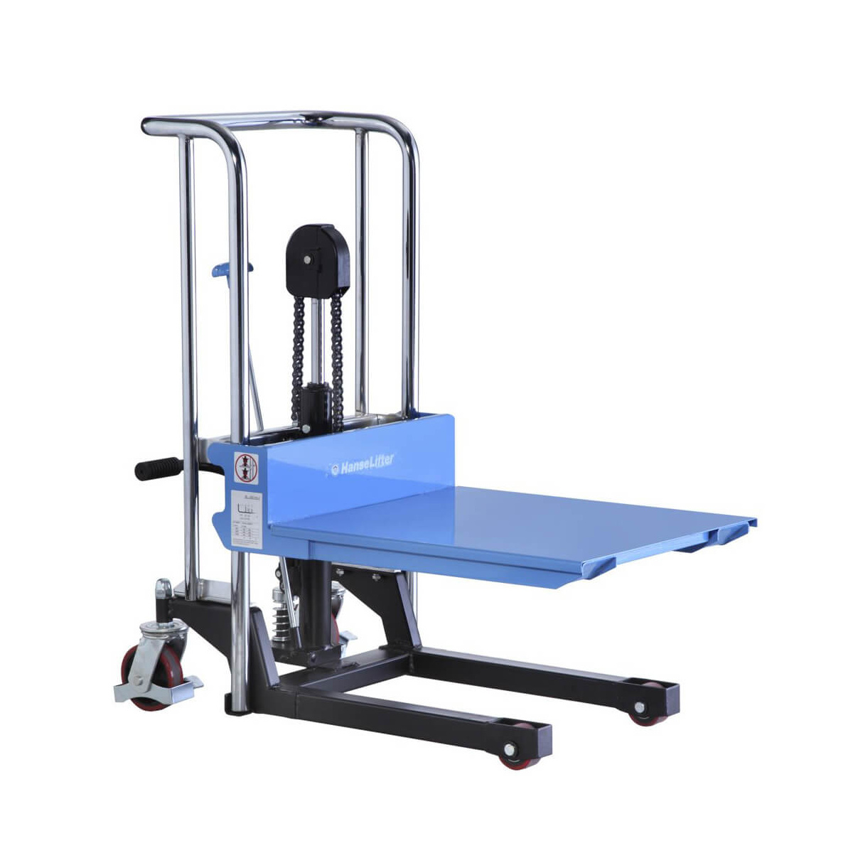 Produktbild von Fahrbarer Hubtisch Mit Gabeln & Plattform – 400 Kg Tragkraft, 1,5 M Hubhöhe, 650 Mm Gabeln, Fußpedal-Hydraulik, Polyurethan-Rollen, Für Lager & Logistik