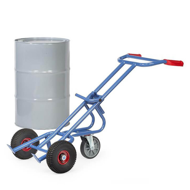 Fetra Fasskarre mit Stützrad 300 kg für 200 Liter Fässer, Luftreifen