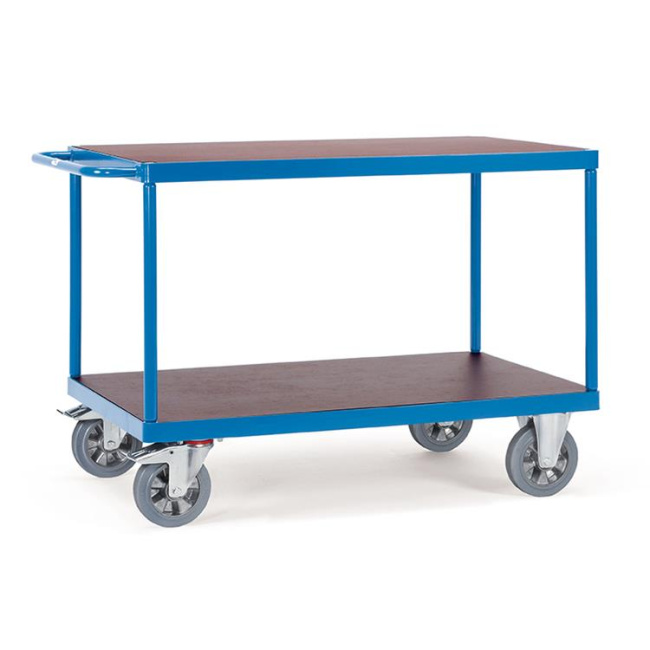 Fetra Tischwagen 1.200 kg LxB 1.600 x 800 mm, 2 Böden, Blau/Siebdruckplatte