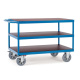 Fetra Tischwagen 1.200 kg LxB 1.000 x 700 mm, 3 Böden, Blau/Siebdruckplatte