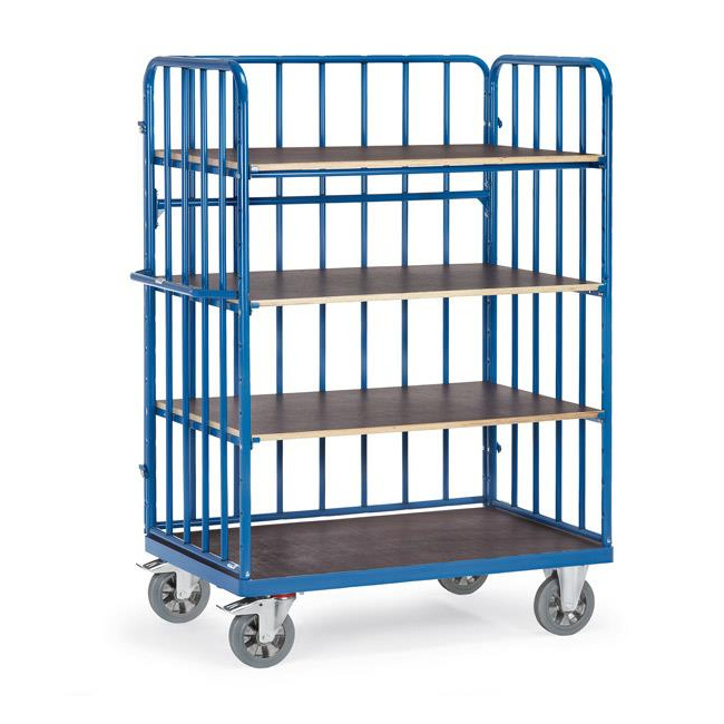 Fetra Etagenwagen mit 4 Böden und Längswand L x B 1200 x 800 mm 1200 kg