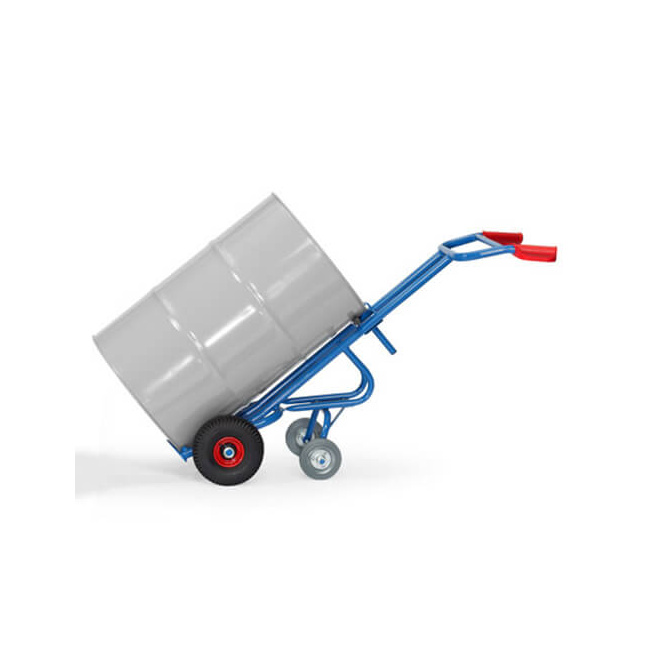Fetra Fasskarre mit 2 Stützradern 300 kg für 200 Liter Fässer, Luftreifen