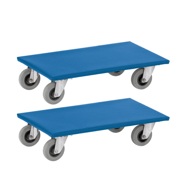 2x Fetra Möbelroller 300 kg, LxB 600 x 350 mm, Vollgummirollen