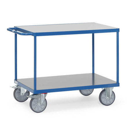 Fetra Tischwagen 600 kg LxB 1.000 x 600 mm, 2 Böden, Blau/Hart-PVC