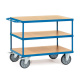 Fetra Tischwagen 600 kg LxB 1.200 x 800 mm, 3 Böden, Blau/Buchendekor