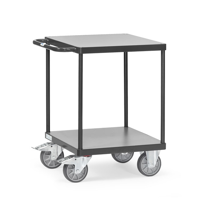 Fetra Tischwagen LxB 600 x 600 mm 500 kg 2 Böden, Griff waagerecht - Grey Edition