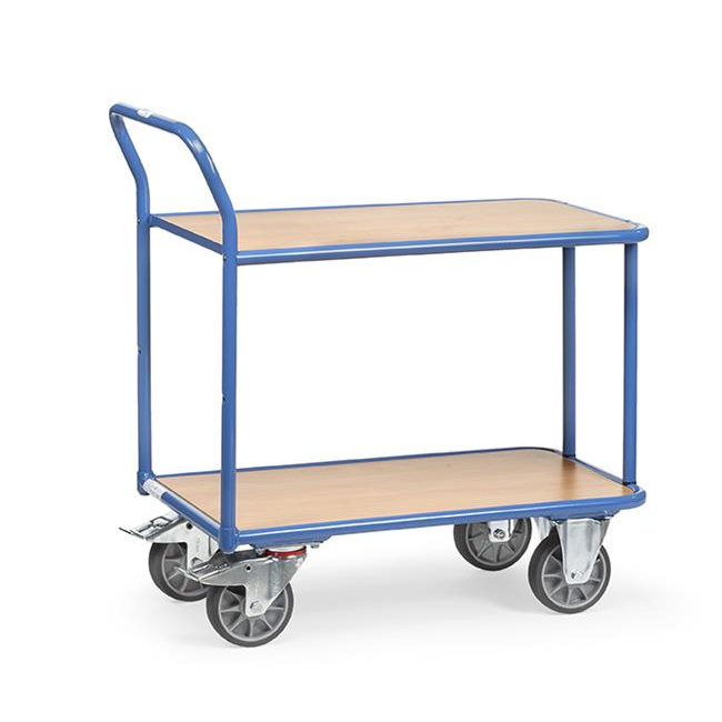 Fetra Tischwagen 400 kg LxB 850 x 500 mm 2 Böden, hochstehender Griff